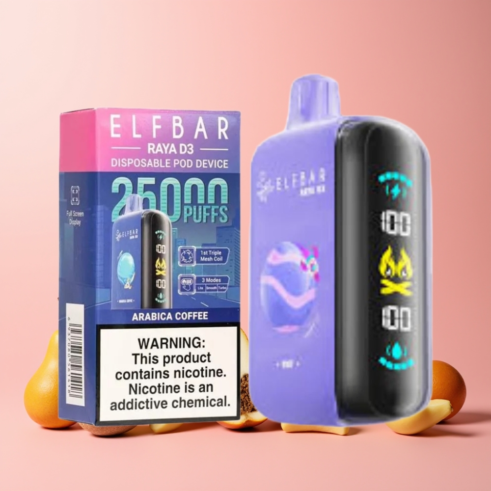 ELF BAR RAYA D3 25000 Puffs 850mAh 23ml 5% Sverige Grossist Arabiska Kaffe