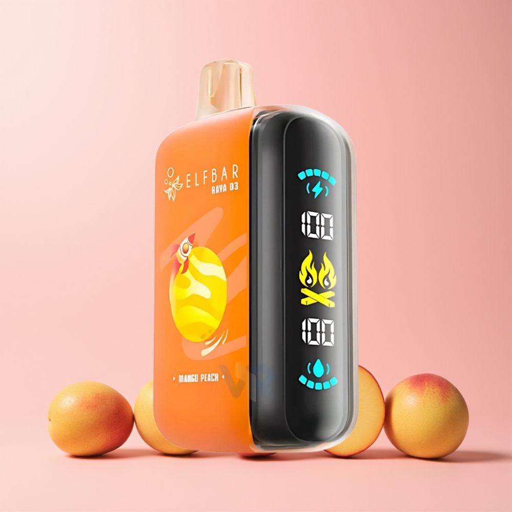 ELF BAR RAYA D3 25000 Puffs Rechargebar Display Type-C Sverige Grossist Mango Persika