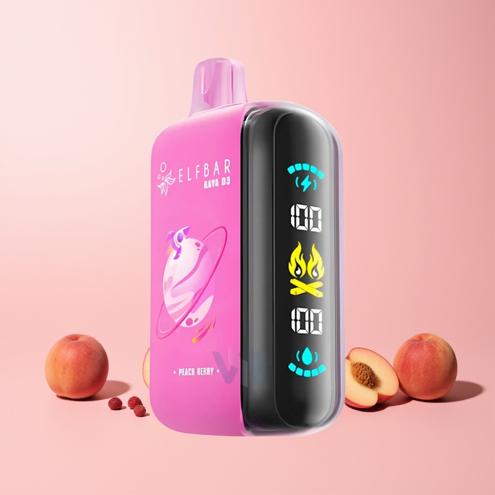 ELF BAR RAYA D3 25000 Puffs Rechargebar Type-C Skärm Persika Bär Sverige Grossist
