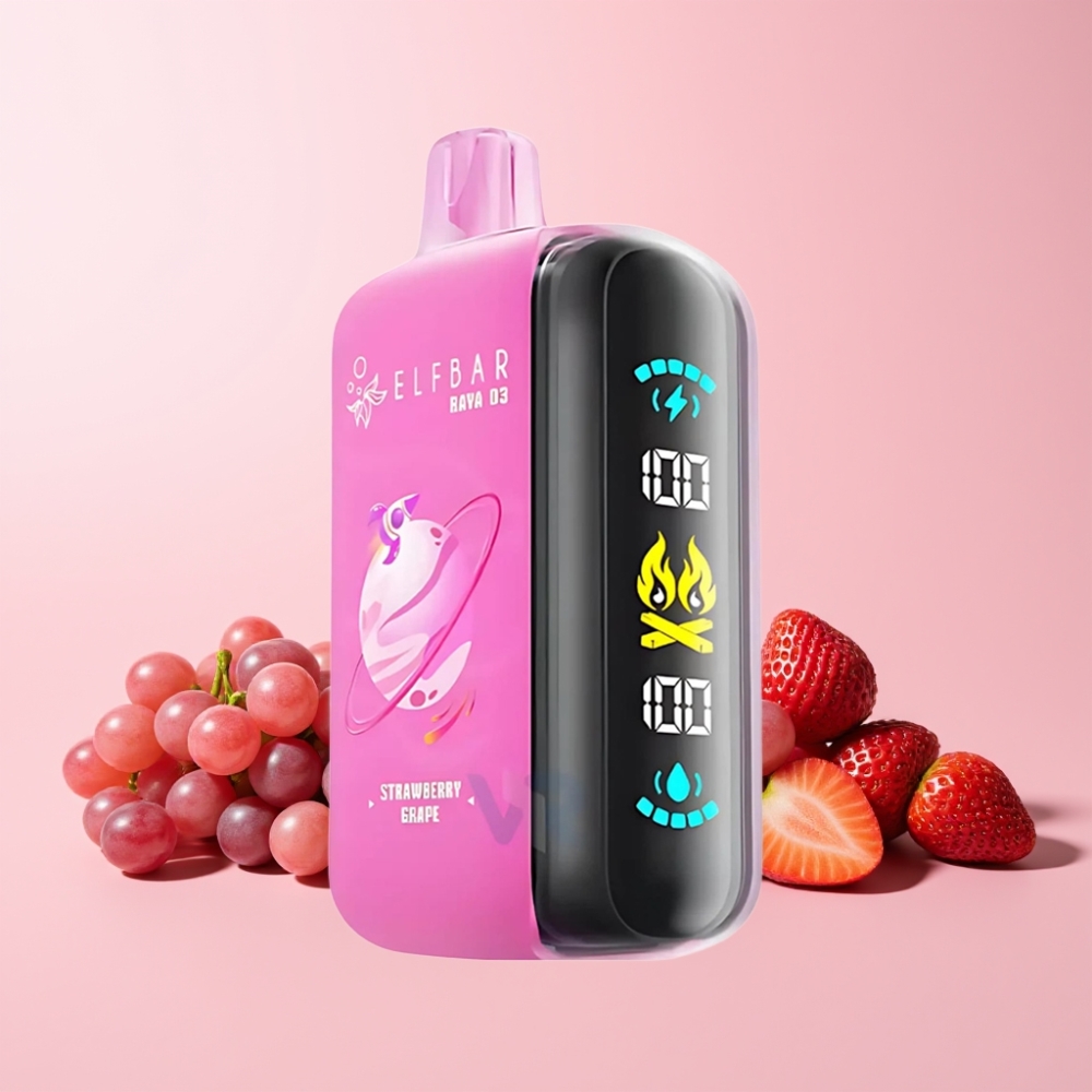 ELF BAR RAYA D3 25000 Puffs Svensk Grossist Laddningsbar Jordgubb Druva