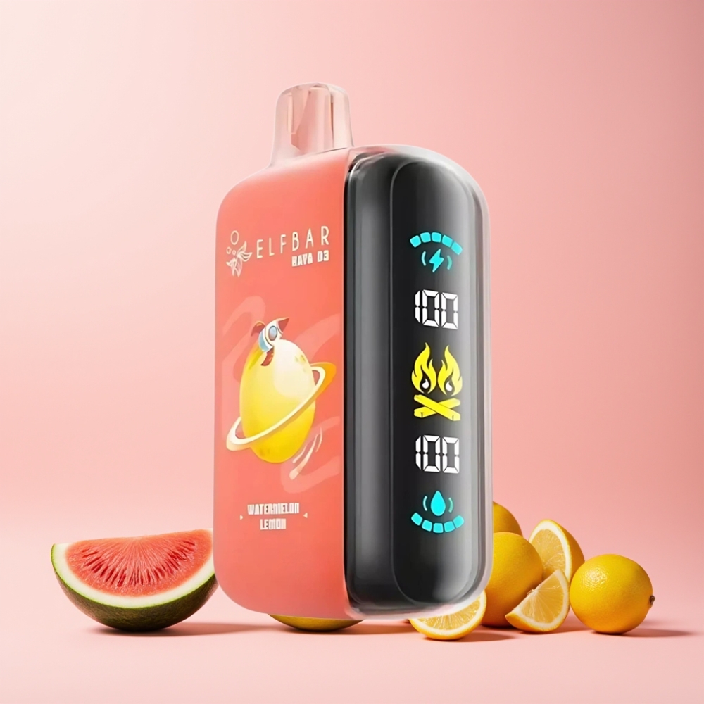 ELF BAR RAYA D3 25000 Puffs Sverige Grossist 850mAh 23ml 5% Typ-C Stor Skärm Vattenmelon Citron