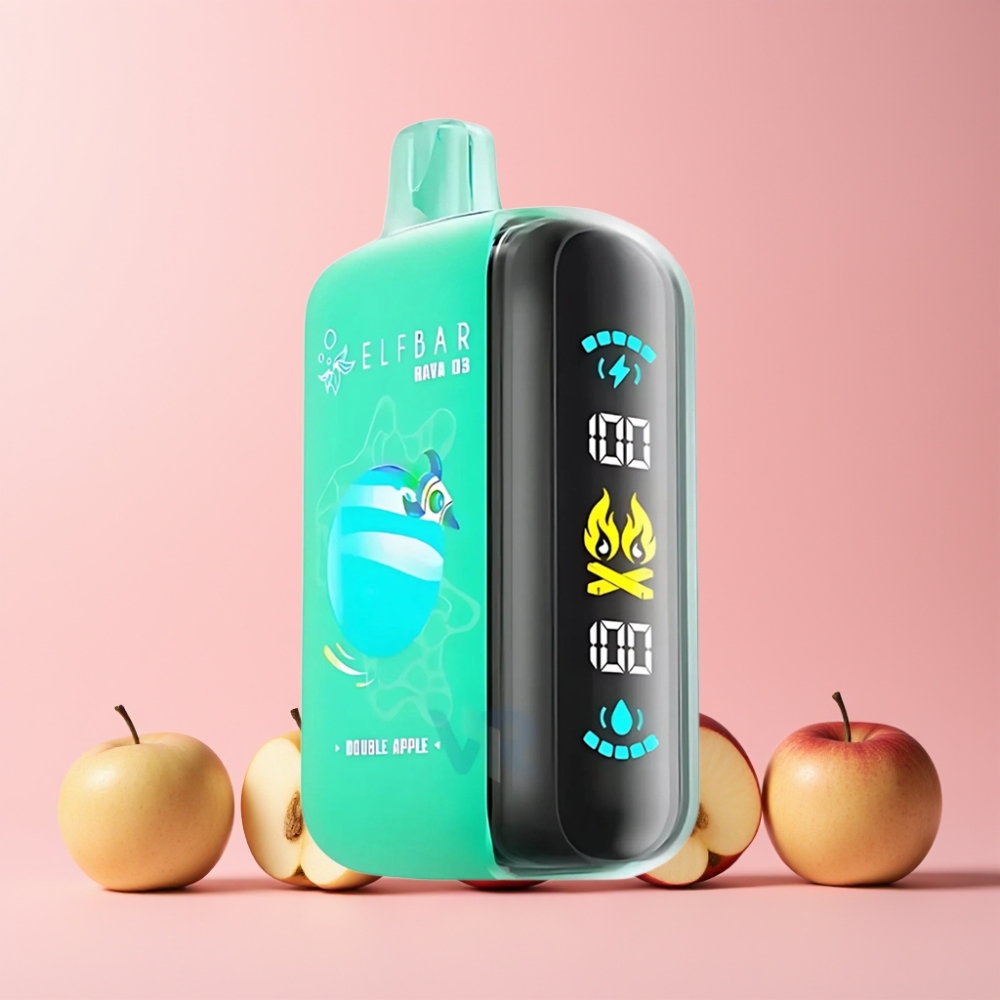 ELF BAR RAYA D3 25000 Puffs Sverige Grossist Laddningsbar 850mAh 23ml Dubbel Äpple