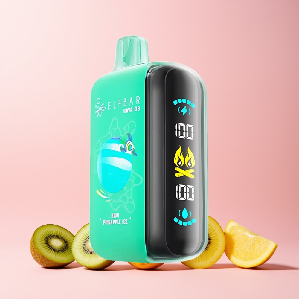 ELF BAR RAYA D3 25000 Puffs Sverige Grossist Laddningsbar Stor Skärm Kiwi Ananas Is