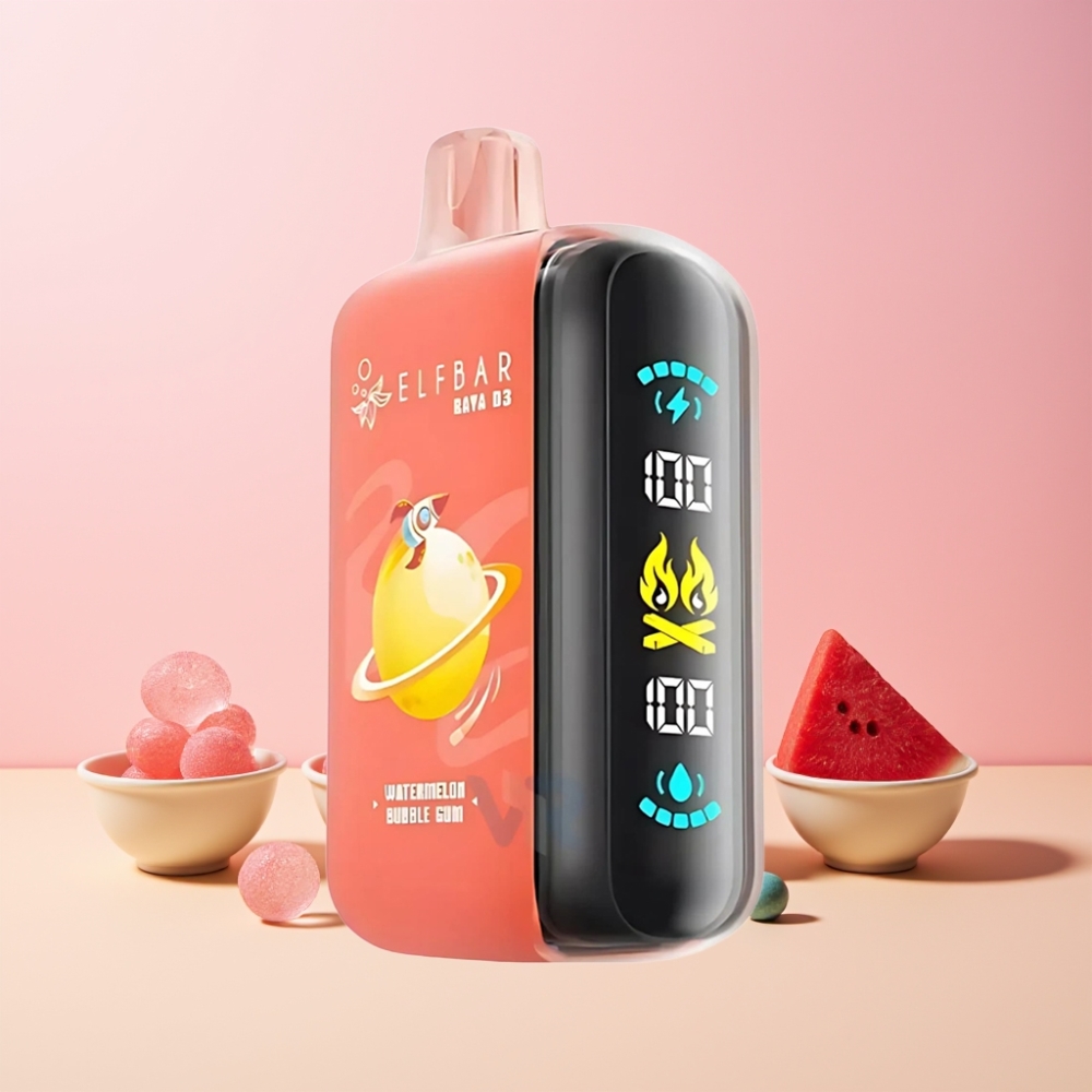ELF BAR RAYA D3 25000 Puffs Sverige Grossist Stor Skärm Återuppladdningsbar Vattenmelon Tuggummi