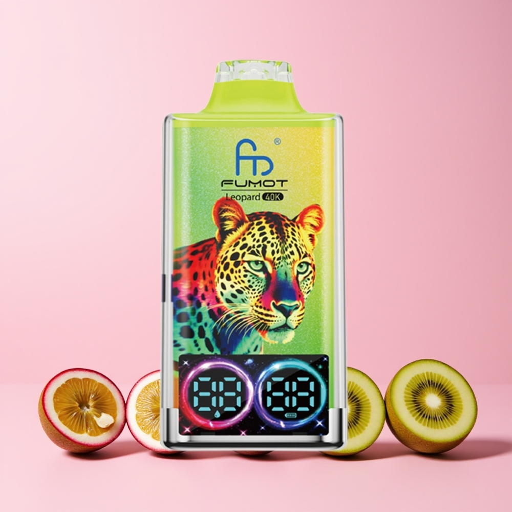 Fumot Leopard 40K Puffs 0%/2%/3%/5% Nikotin 700mAh Dual Mesh Type-C Digital Tube Sverige Grossist Kiwi Passionsfrukt Guava
