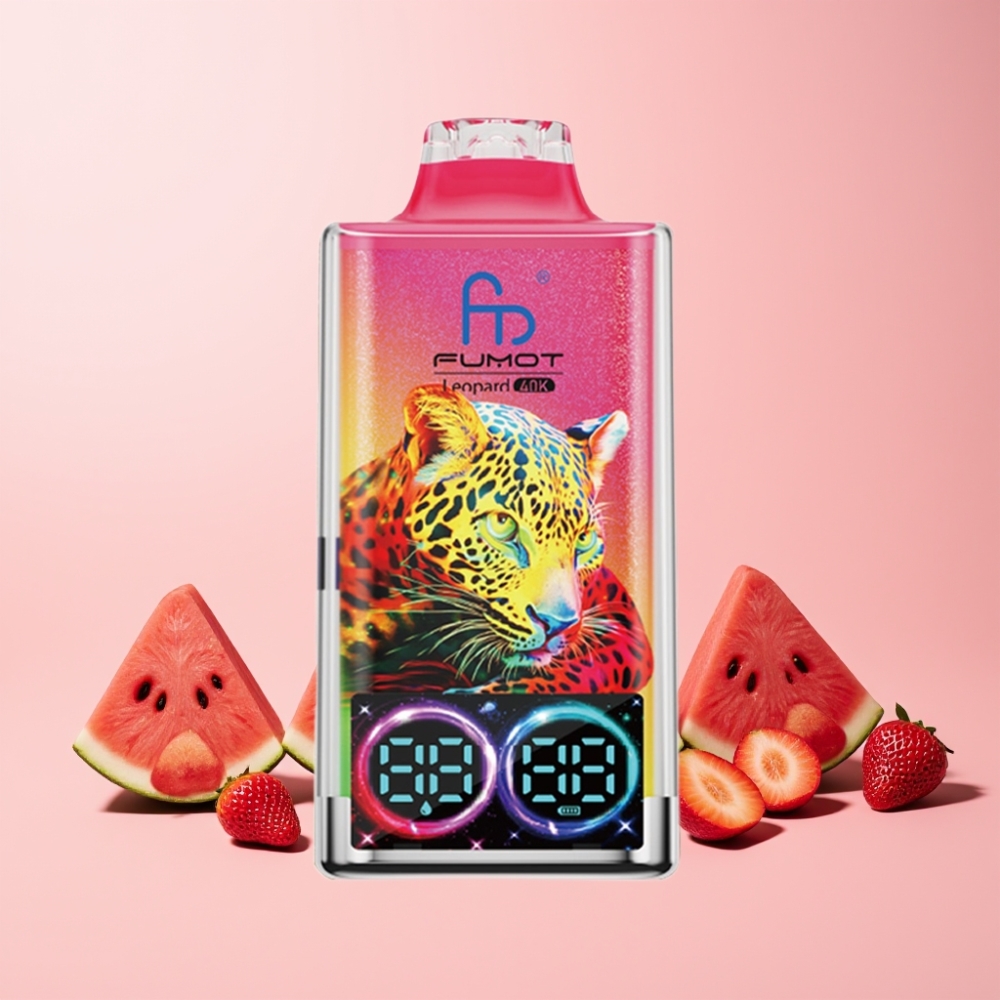 Fumot Leopard 40K Puffs 0%-5% Nicotine 700mAh Dual Mesh Type-C Digital Tube Sverige Grossist Jordgubb Vattenmelon