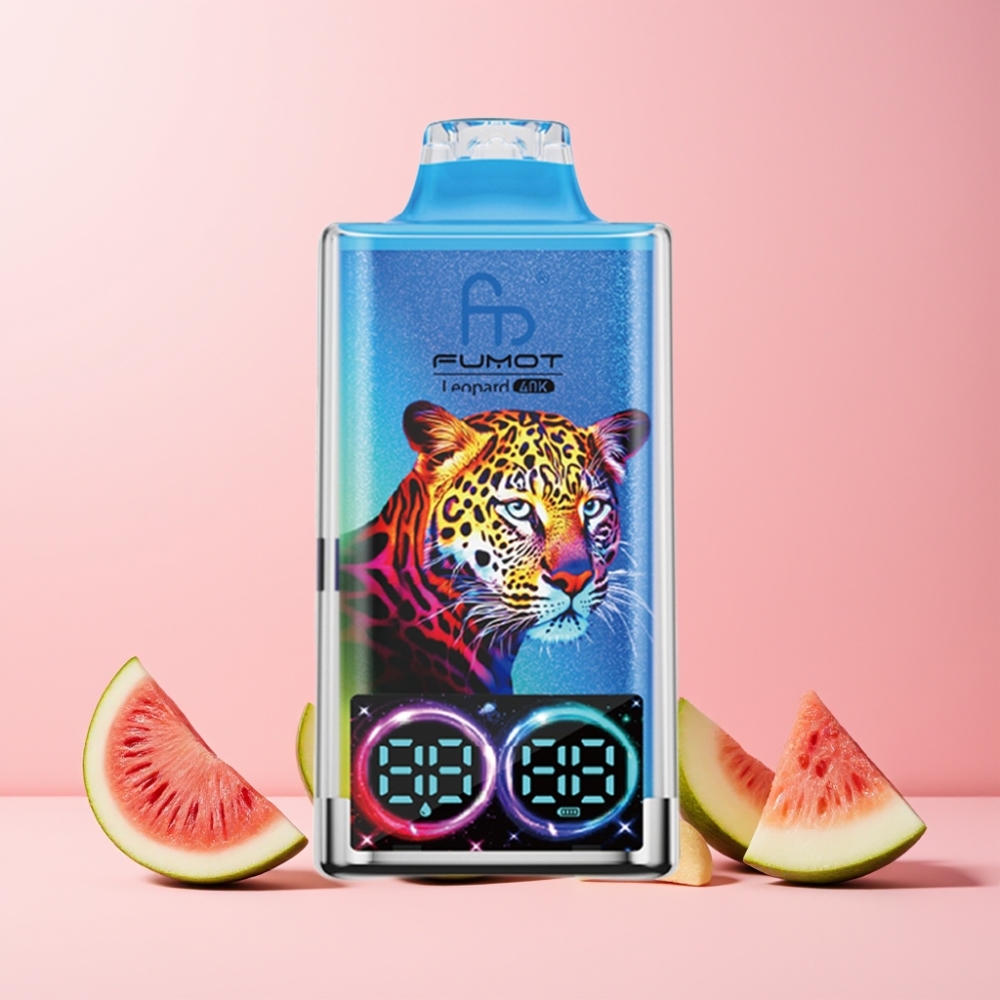 Fumot Leopard 40K Puffs 0%-5% Nikotin 700mAh Dual Mesh Type-C Laddning Digital Tube Oljekraftvisning Sverige Grossist Vattenmelon Tuggummi