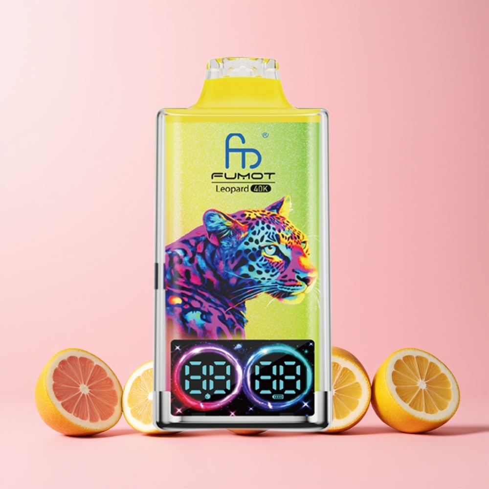 Fumot Leopard 40K Puffs Dual Mesh Type-C 700mAh Digital Tube 0% Nikotin Rosa Citron Sverige Grossist
