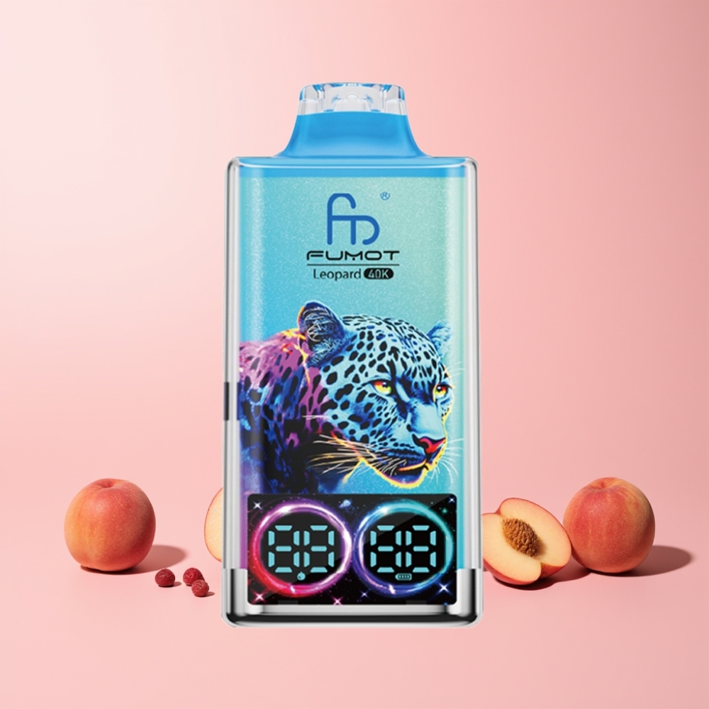 Fumot Leopard 40K Puffs Dual Mesh Type-C Digital Tube 0%/2%/3%/5% Nikotin 700mAh Sverige Grossist Persika Bär