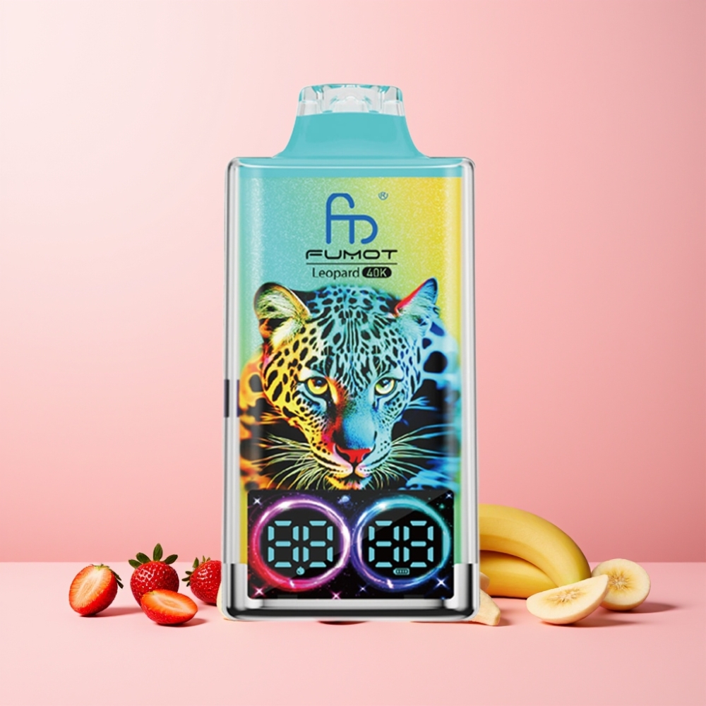 Fumot Leopard 40K Puffs Dual Mesh Type-C Laddning Digital Tube Oljekraftdisplay 0%-5% Nikotin 700mAh Batteri Sverige Grossist Jordgubb Banan