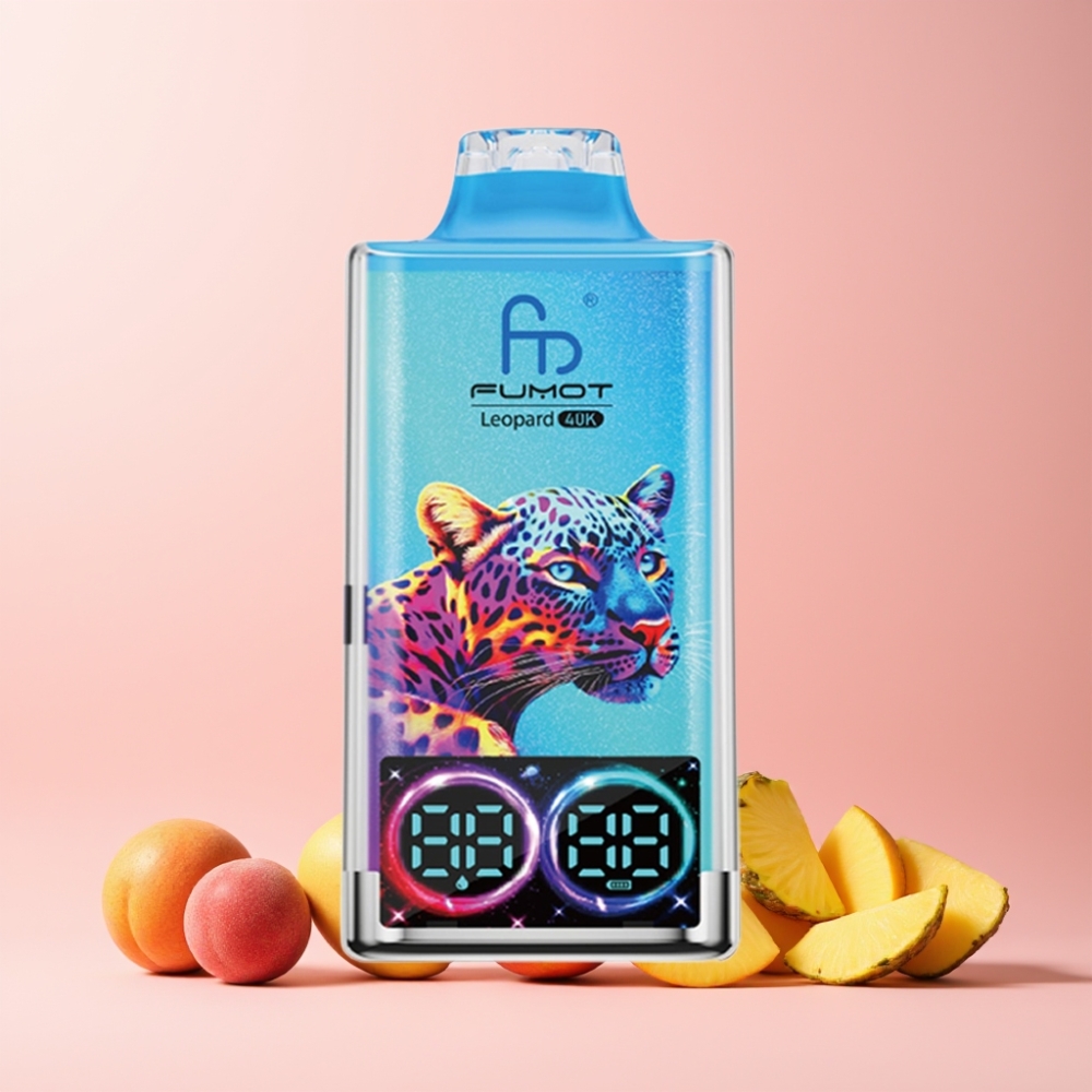 Fumot Leopard 40K Puffs Dual Mesh Type-C Laddning Digital Tube Oljekraftvisning 0%/2%/3%/5% Nikotin 700mAh Batteri Sverige Grossist Persika Mango Ananas