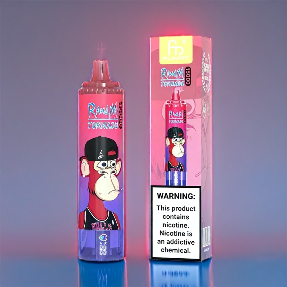Blåsur Hallon Fumot Randm Tornado 15 000 Puffar 25ml 850mAh 0,9 Ohm Mesh Coil LCD Type-C Sverige Grossist