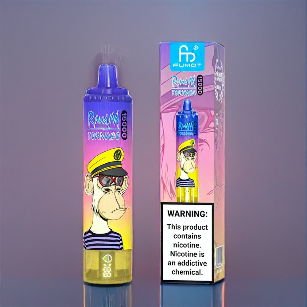 Persikon Blåbär Godis Fumot Randm Tornado 15000 Puffar 25ml 850mAh 0.9 Ohm Mesh Coil Sverige Grossist