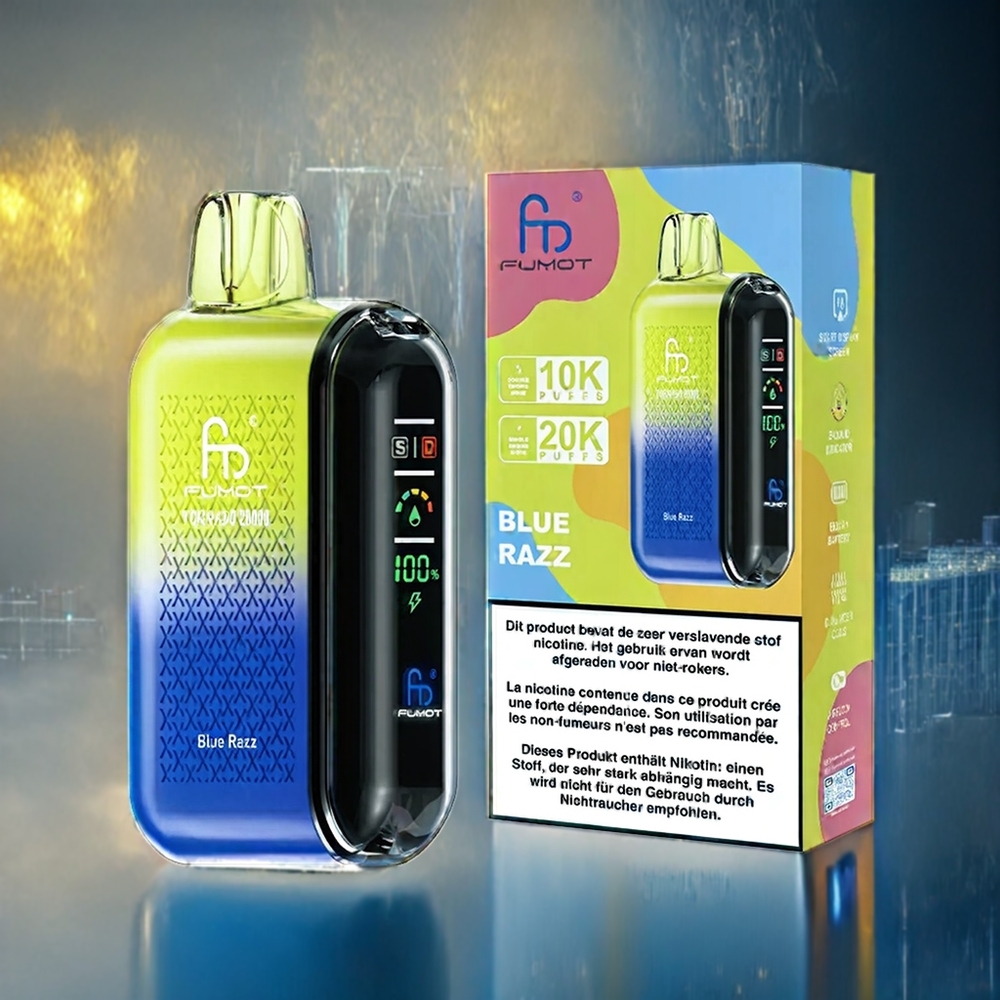 Blå Hallon Fumot Tornado Dual Mesh Coil Smart Display 20000 Puffar Sverige Grossist