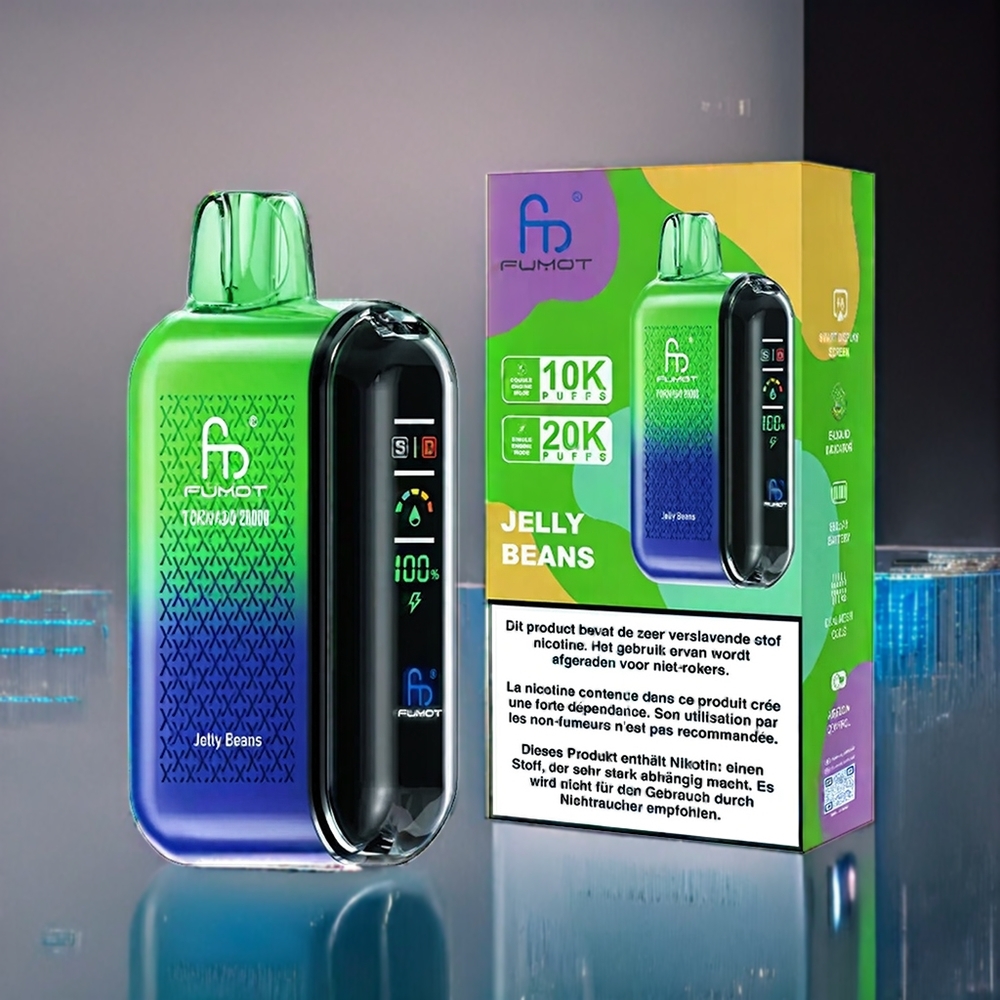 Jelly Beans Fumot Tornado Dubbel Maskspole 20ml 850mAh Smart Display Luftflödeskontroll Sverige Grossist