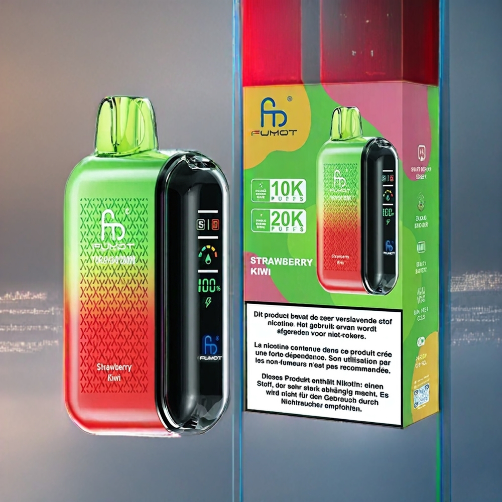 Jordgubb Kiwi Fumot Tornado 20000 Puffar Dual Mesh 20ml Smart Display Sverige Grossist