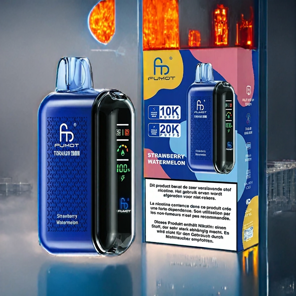 Jordgubb Vattenmelon Fumot Tornado 20000 Puffar Dual Mesh Coil Smart Display Sverige Grossist