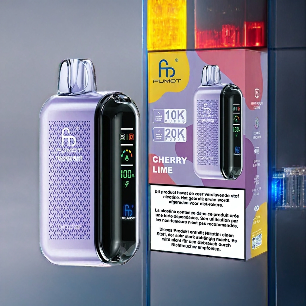 Körsbär Lime Fumot Tornado Dual Mesh 20000 Puffar Smart Display Sverige Grossist