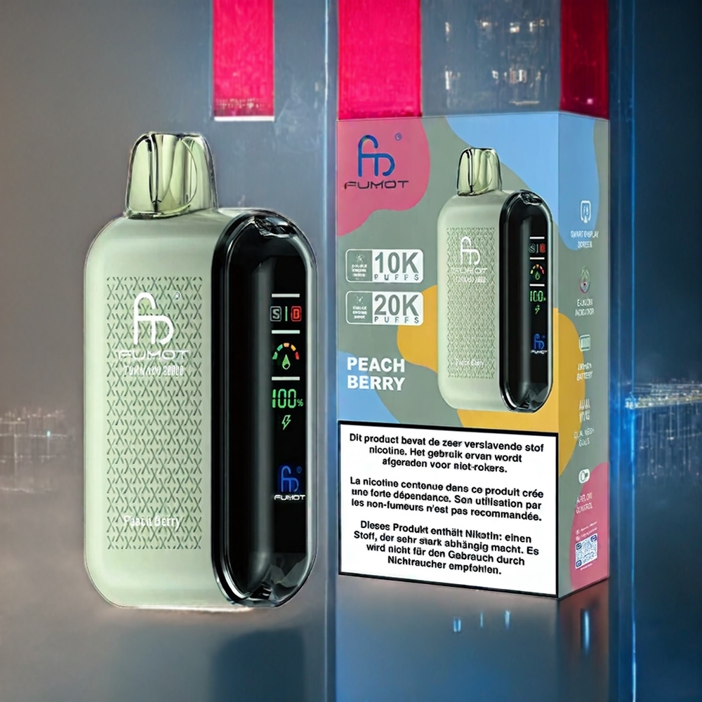Persika Bär Fumot Tornado 20000 Puffar Dual Mesh 20ml Smart Display Sverige Grossist
