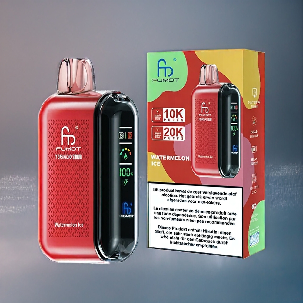 Vattenmelon Is Fumot Tornado 20000 Puffar Dual Mesh Coil 20ml Smart Display Sverige Grossist