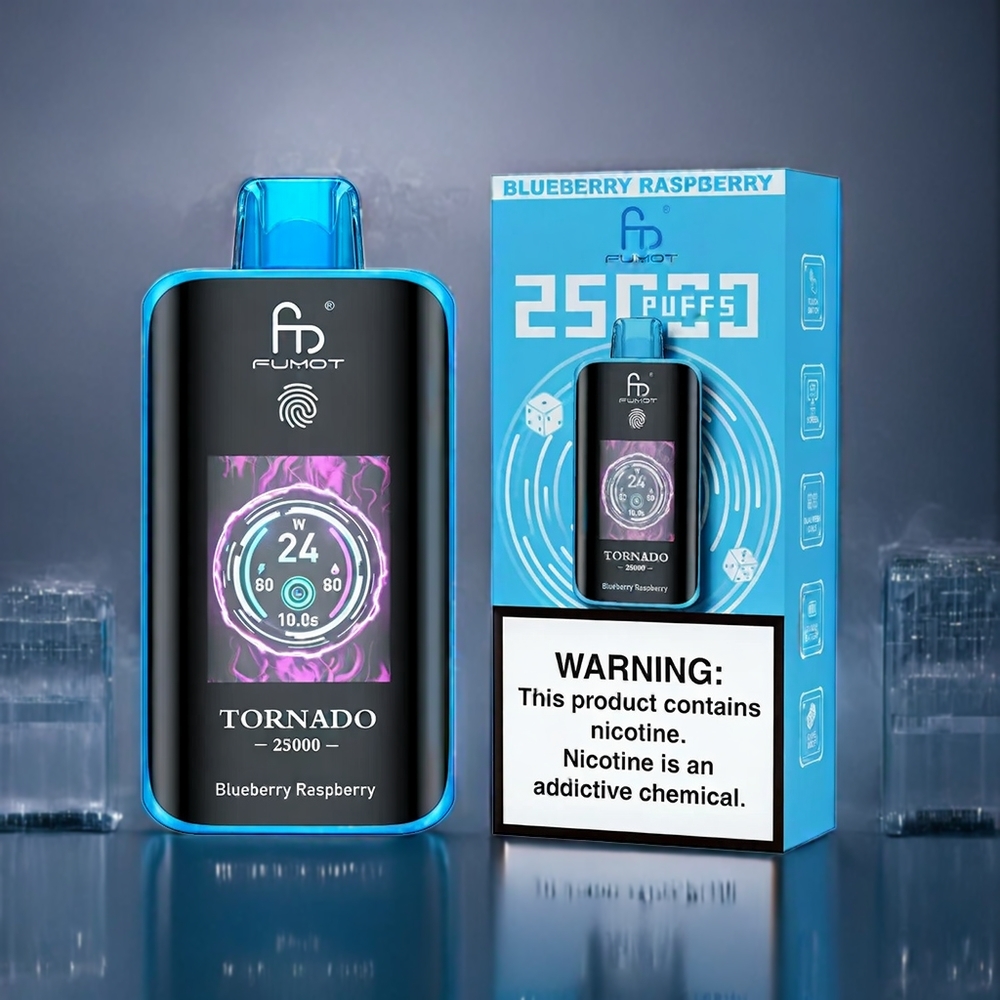 Blåbär Hallon Fumot Tornado 25000 Puffar HD Skärm 700mAh 20ml Typ-C Sverige Grossist