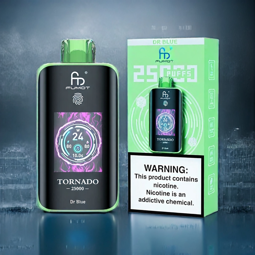 Dr Blå Fumot Tornado 25000 Puffar HD Skärm 700mAh 20ml Sverige Grossist