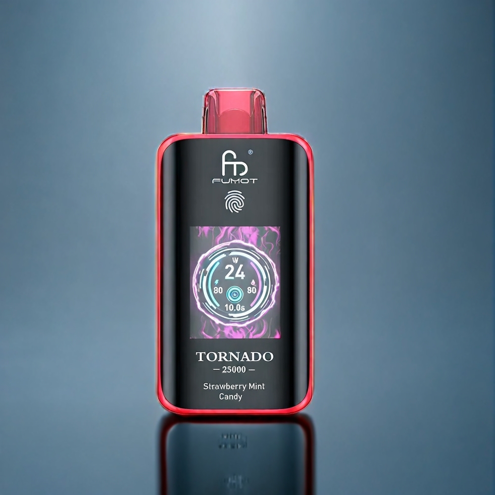 Jordgubb Mint Godis Fumot Tornado 25000 Puffar HD Skärm 700mAh 20ml Sverige Grossist