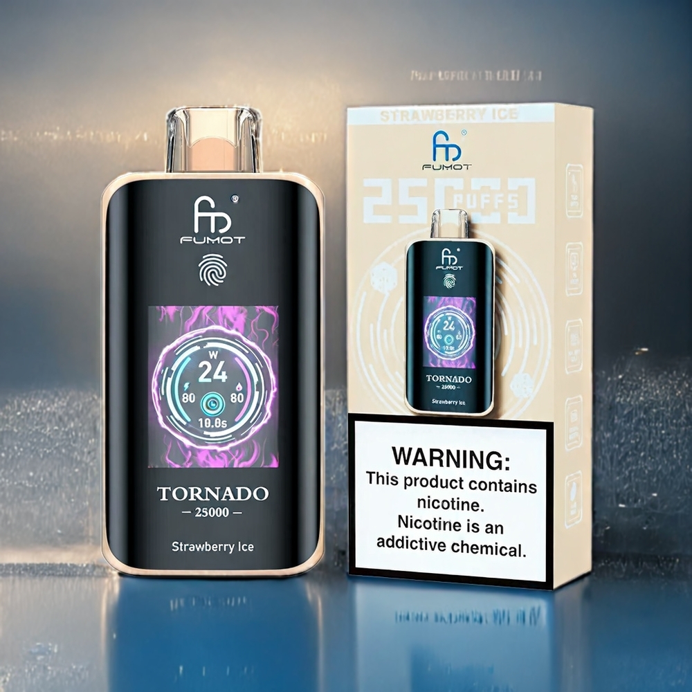 Jordgubbe Is Fumot Tornado 25000 Puffar HD Skärm 700mAh 20ml Type-C Sverige Grossist