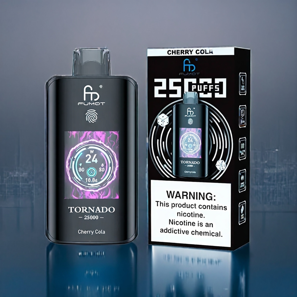 Körsbärs Cola Fumot Tornado 25000 Puffar HD Skärm 700mAh 20ml Type-C Sverige Grossist