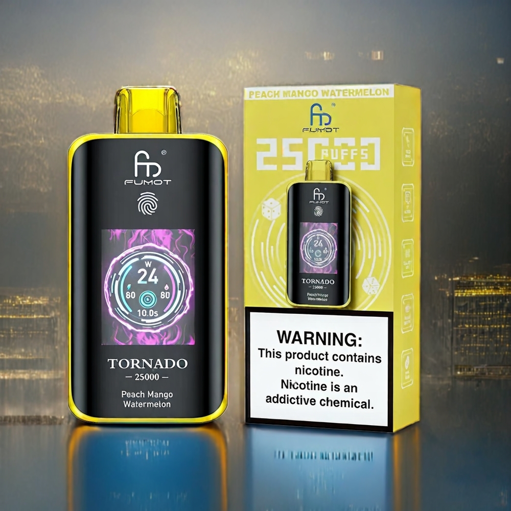 Persiko Mango Vattenmelon Fumot Tornado 25000 Puffar HD Skärm 700mAh 20ml Type-C Sverige Grossist