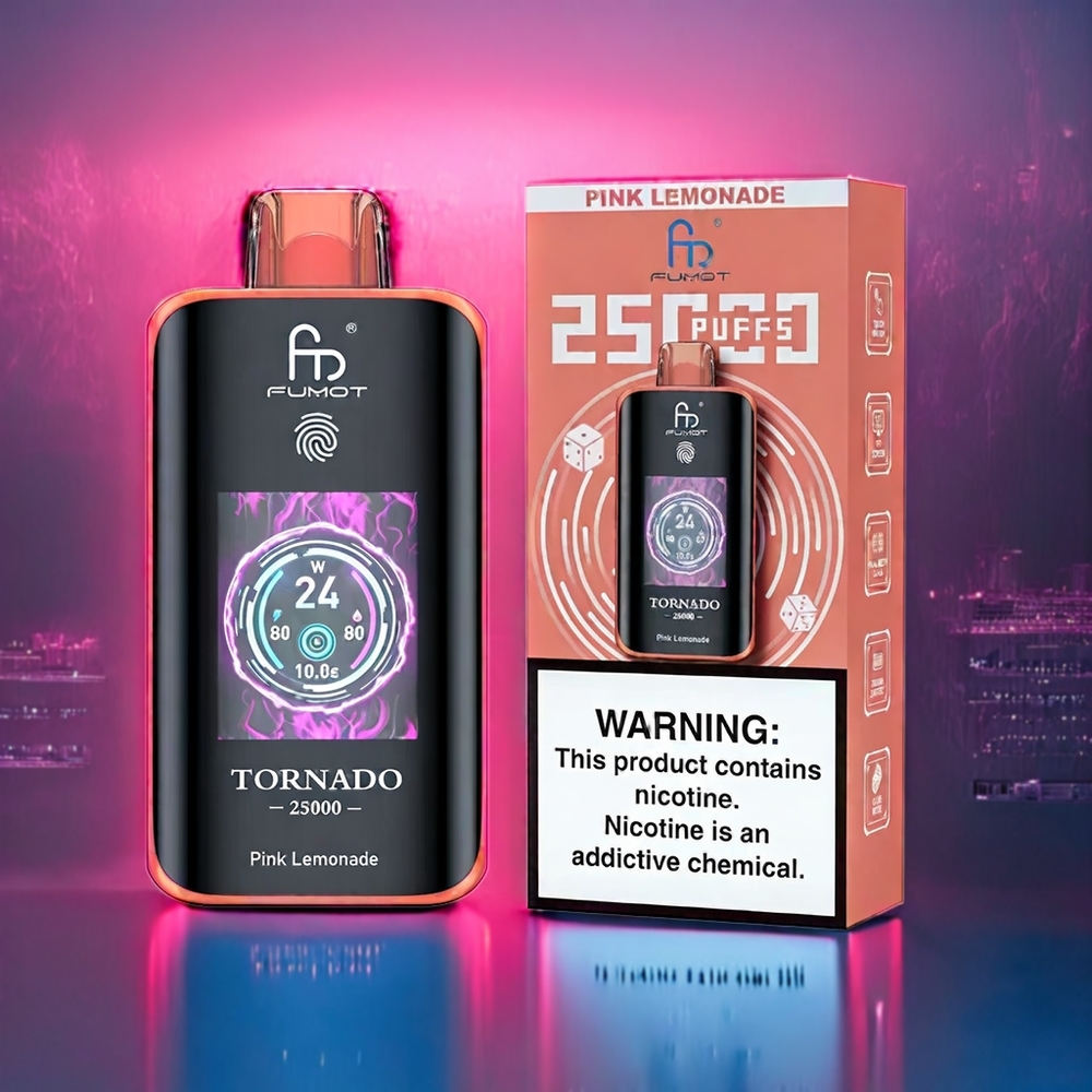 Rosa Citronvatten Fumot Tornado HD Skärm 700mAh 20ml Type-C 25000 Puffar Sverige Grossist