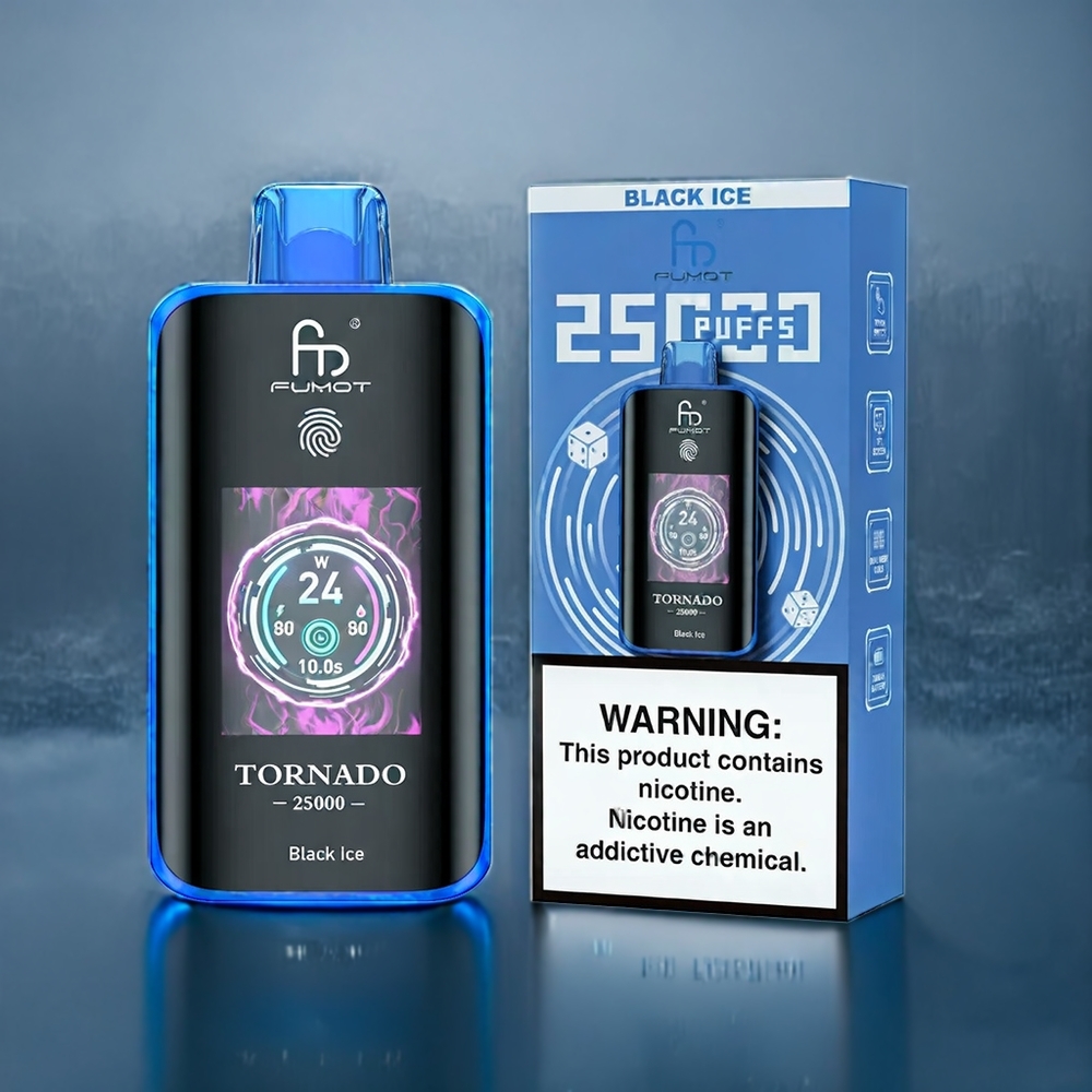 Svart Is Fumot Tornado 25000 Puffar HD Skärma 700mAh 20ml Sverige Grossist