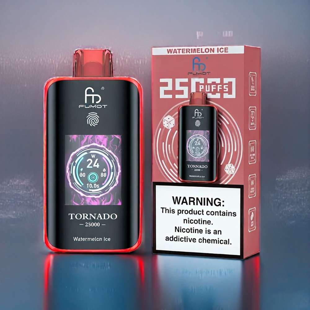 Vattenmelon Is Fumot Tornado 25000 Puffar HD Skärm 700mAh 20ml Sverige Grossist