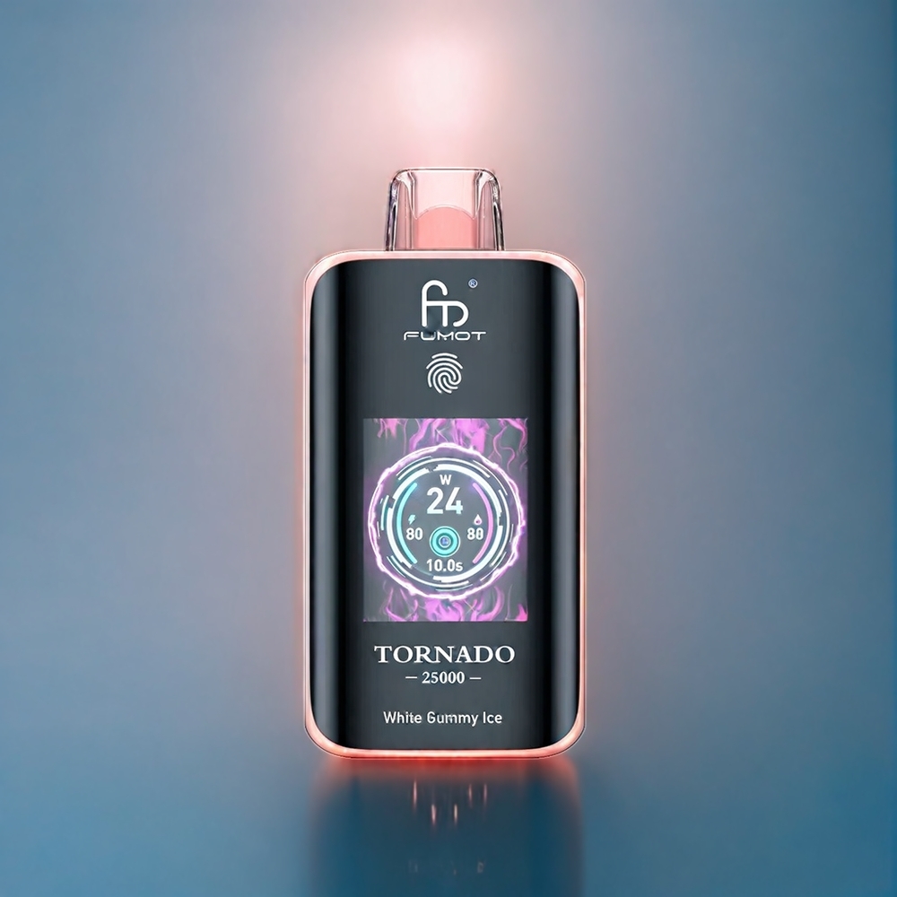 Vit Gummibjörn Is Fumot Tornado 25000 Puffar HD Skärm 700mAh 20ml Type-C Sverige Grossist