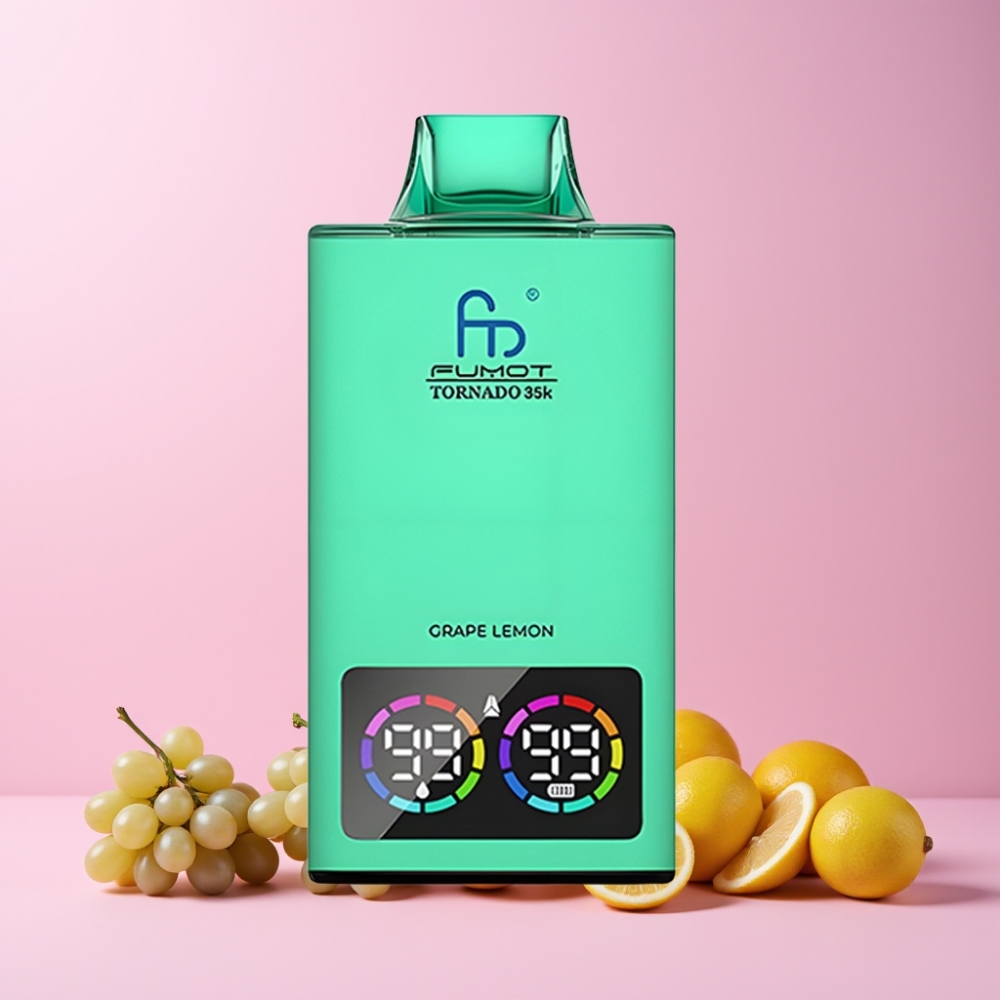 Fumot Tornado 35000 Dual Mesh 15ml RGB Laddning USB-C Sverige Grossist Druva Citron