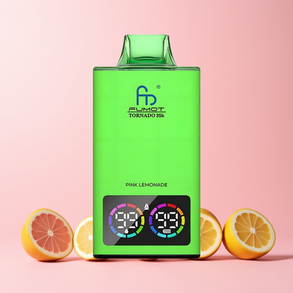 Fumot Tornado 35000 Dual Mesh RGB 15ml 700 MAH USB-C Sverige Grossist Rosa Citronläsk