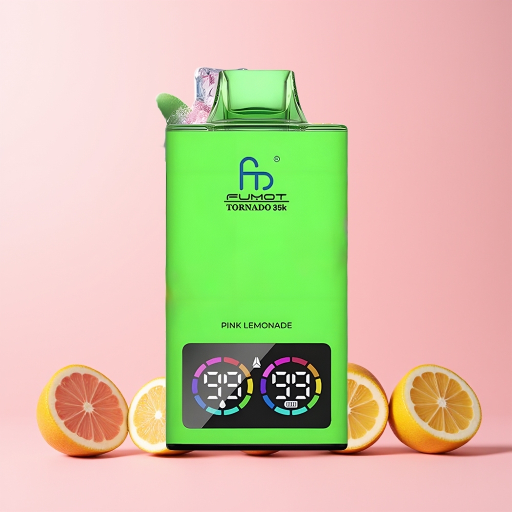 Fumot Tornado 35000 Dual Mesh RGB 15ml 700 MAH USB-C Sverige Grossist Rosa Citronläsk