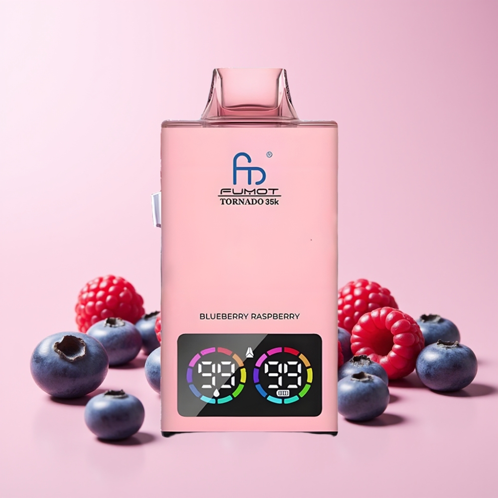 Fumot Tornado 35000 Dual Mesh RGB 15ml 700mAh USB-C Sverige Grossist Blåbär Hallon