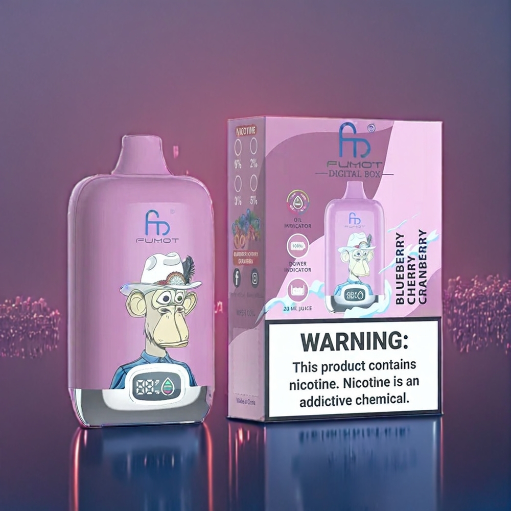 Blåbär Körsbär Tranbär Fumot Tornado Digital Box 12000 Puffar 20ml E-Liquid Mesh Coil Type-C Sverige Grossist