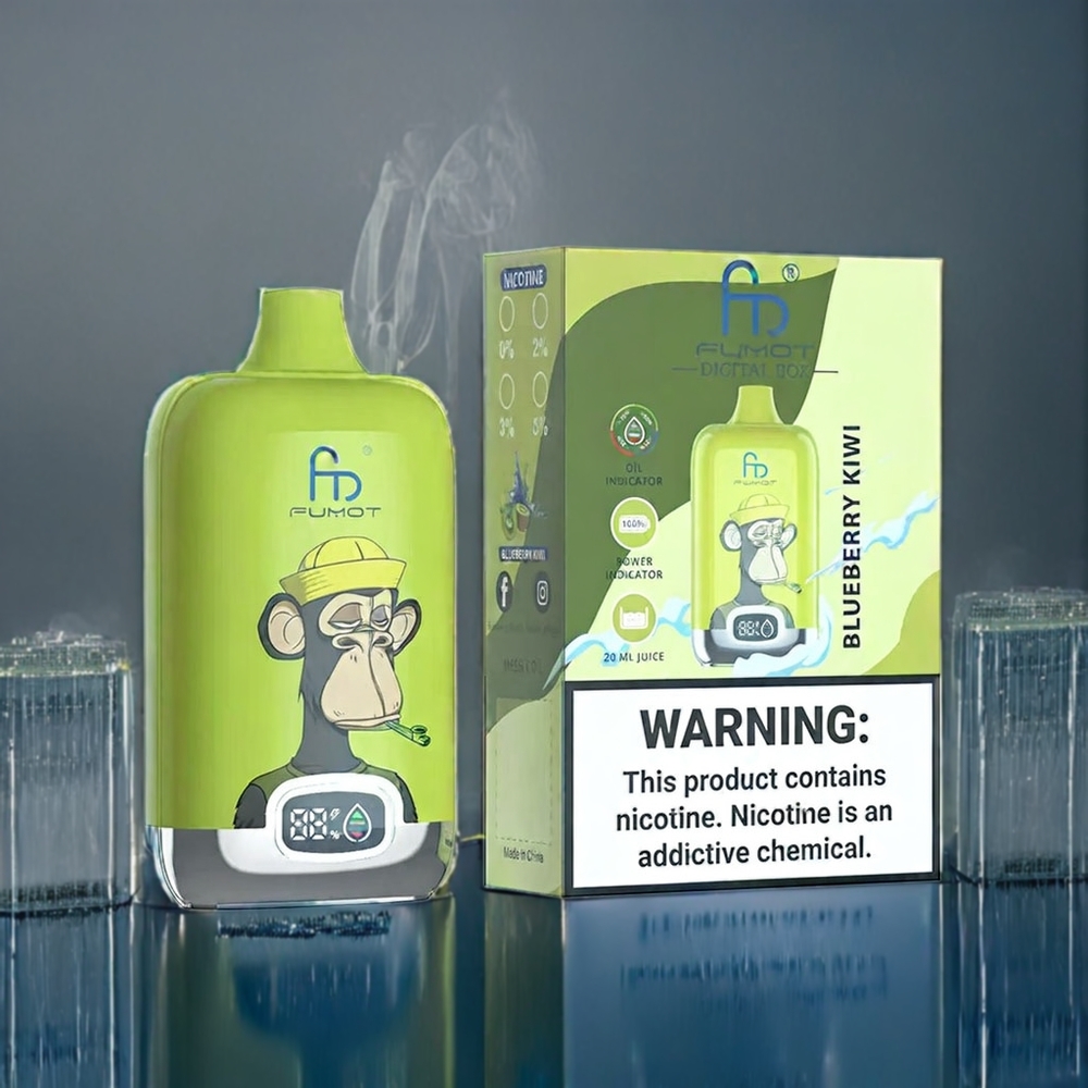 Blåbär Kiwi Fumot Tornado Digital Box 12000 Puffar 20ml 550mAh Mesh Sverigegrossist