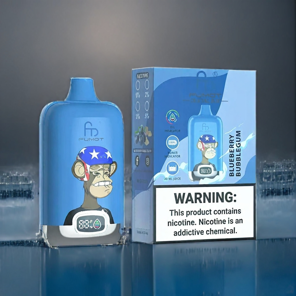 Blåbär Tuggummi Fumot Tornado Digital Box 12000 Puffar 20ml Mesh 550mAh Type-C Sverige Grossist