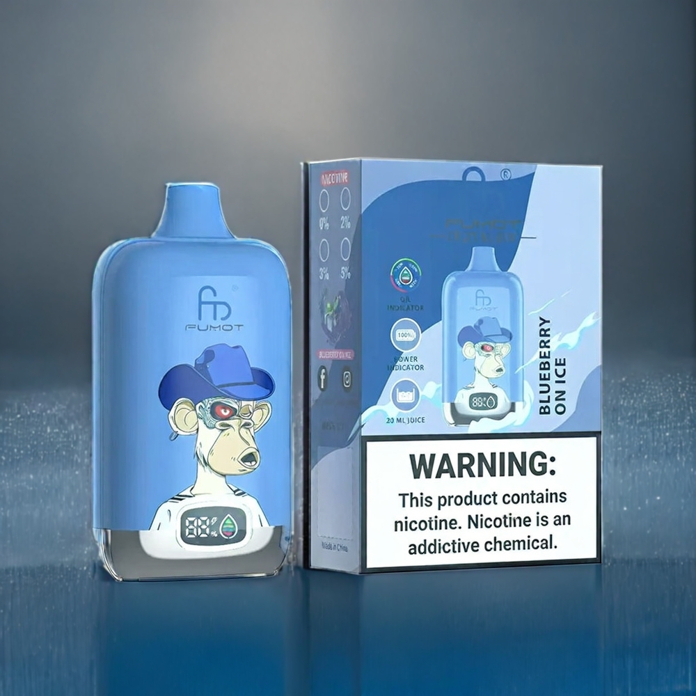 Blåbär på Is Fumot Tornado Digital Box 12000 Puffar 20ml Mesh Coil Type-C Sverigegrossist
