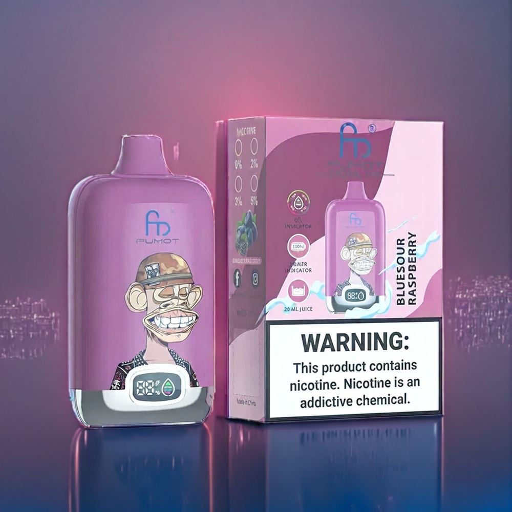 Blåsyrra Hallon Fumot Tornado Digital Box 12000 Puffar 20ml Mesh Sverige Grossist