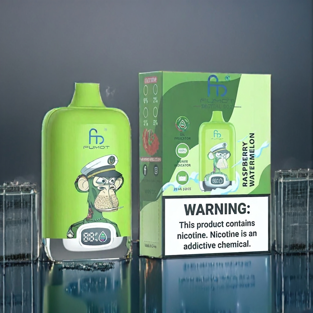 Hallon Vattenmelon Fumot Tornado Digital Box Sverige Grossist 20ml Mesh Coil 12000 Puffar MTL 67g Typ-C