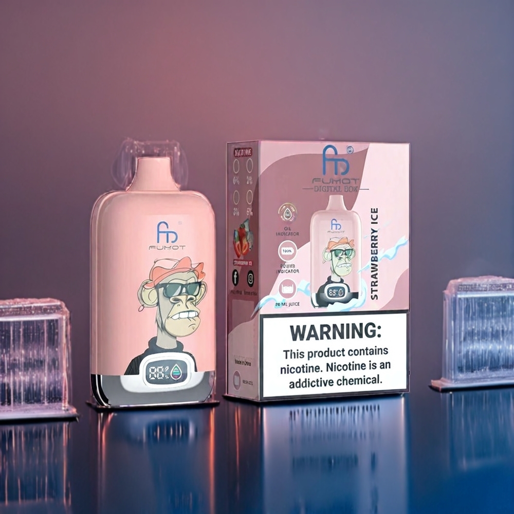 Jordgubb Is Fumot Tornado Digital 12000 Puffar 20ml Mesh Sverige Grossist