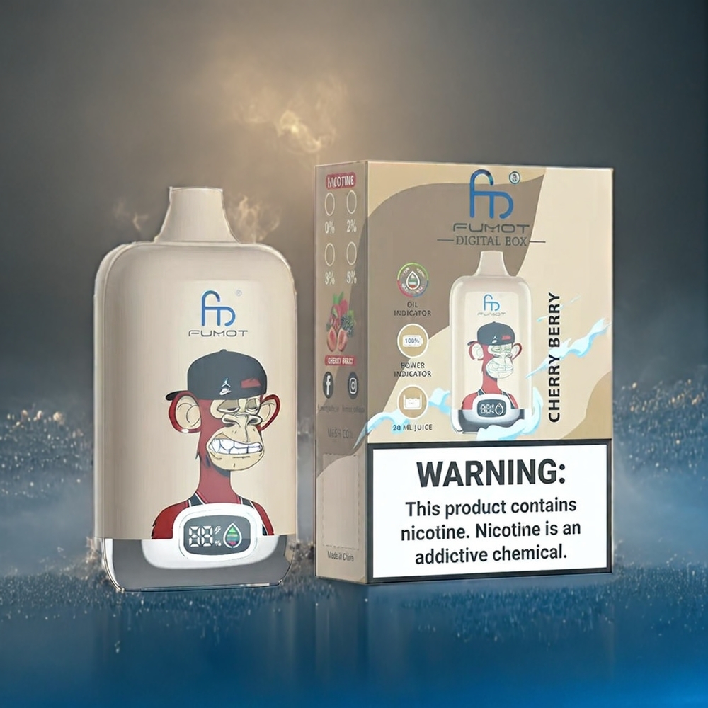 Körsbär Bär Smak Fumot Tornado Digital Box 12000 Puffar 20ml E-Liquid Mesh Coil Sverige Grossist