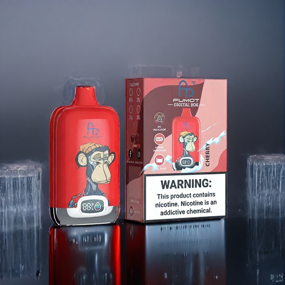 Körsbär Fumot Tornado Digital Box 12000 Puffar 20ml Mesh Coil Type-C MTL Sverige Grossist