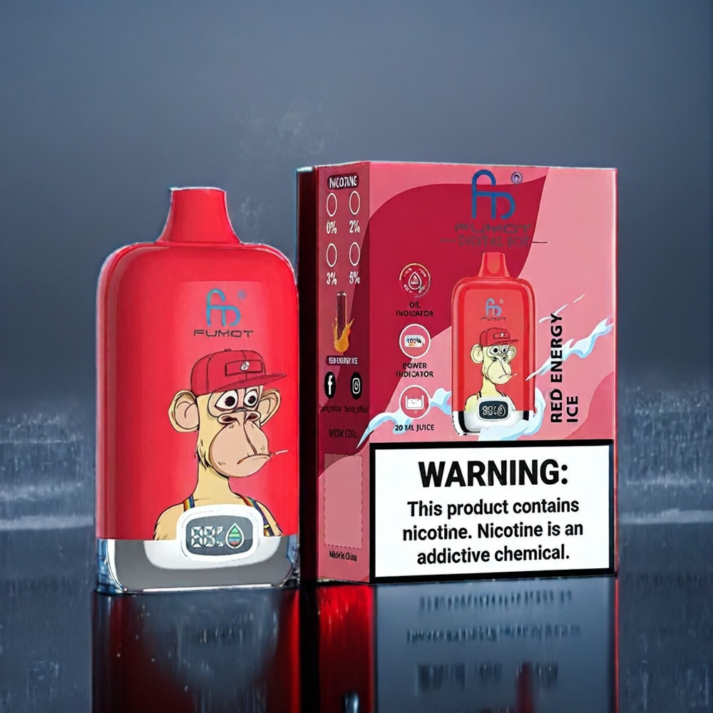 Röd Energi Is Fumot Tornado Digital Box 12000 Puffar 20ml MESH Type-C Sverige Grossist