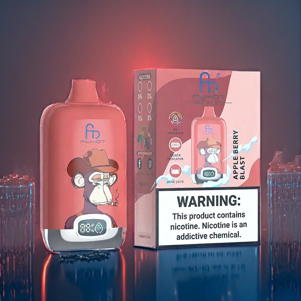 Äpple Bär Smäll Fumot Tornado Digital Box 12000 Puffar 20ml MESH Sverige Grossist