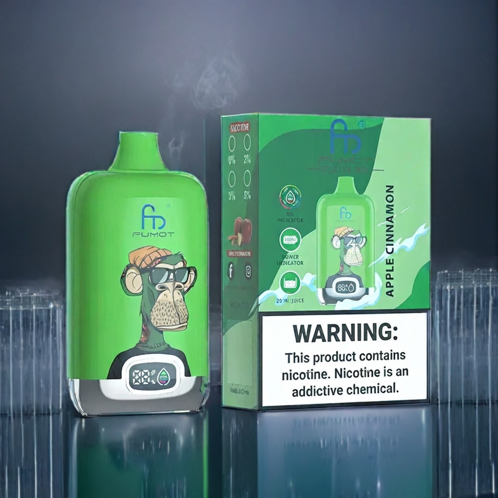 Äpple Kanel Fumot Tornado Digital 12000 Puffar 20ml Mesh Sverigegrossist